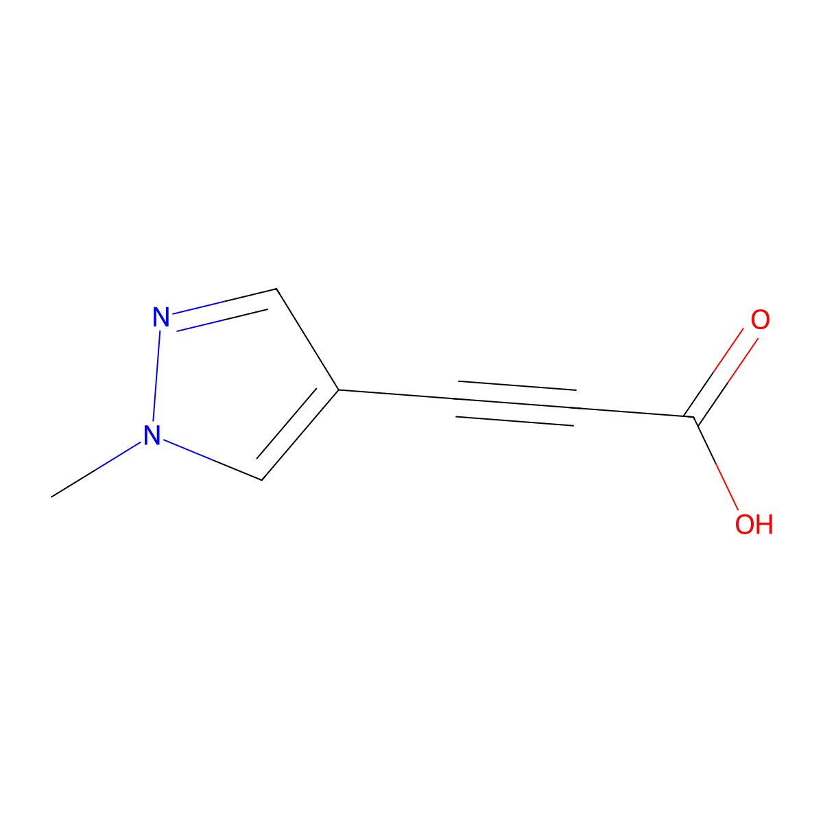 3-(1-methyl-1H-pyrazol-4-yl)prop-2-ynoic acid molecular structure, CAS 1341369-17-2