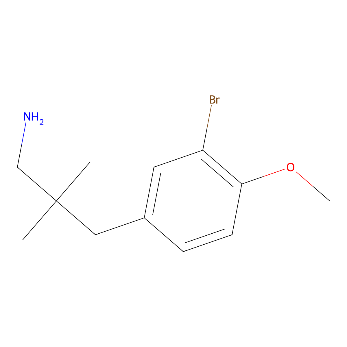 3-(3-Bromo-4-methoxyphenyl)-2,2-dimethylpropan-1-amine molecular structure, CAS 1341369-89-8