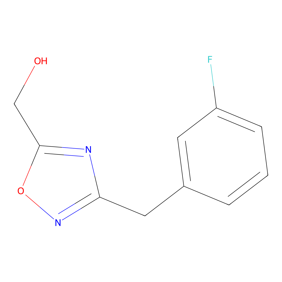{3-[(3-Fluorophenyl)methyl]-1,2,4-oxadiazol-5-yl}methanol molecular structure, CAS 1341372-69-7