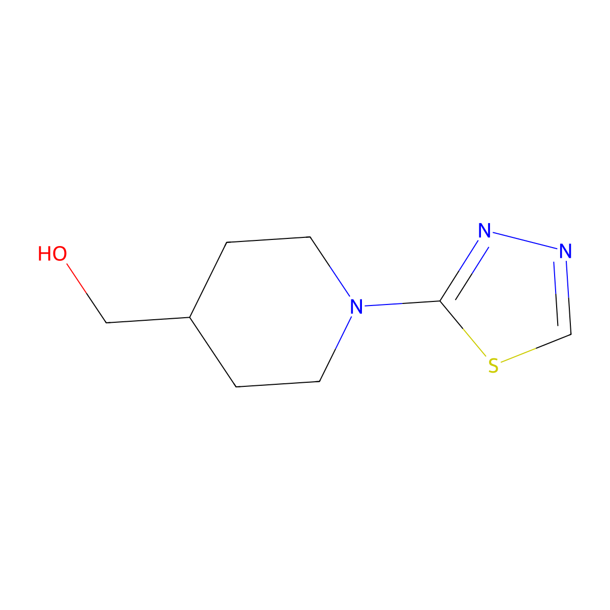 [1-(1,3,4-Thiadiazol-2-yl)piperidin-4-yl]methanol molecular structure, CAS 1341373-11-2