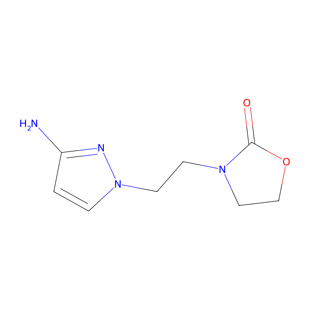 3-[2-(3-amino-1H-pyrazol-1-yl)ethyl]-1,3-oxazolidin-2-one molecular structure, CAS 1341373-68-9