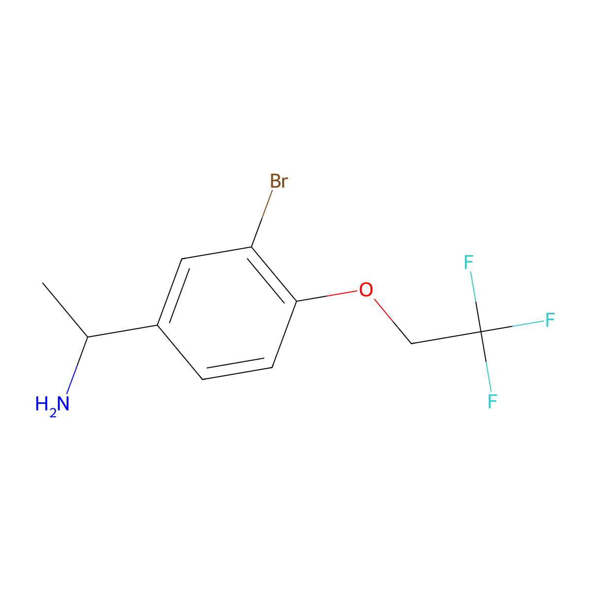 1-[3-Bromo-4-(2,2,2-trifluoroethoxy)phenyl]ethan-1-amine molecular structure, CAS 1341374-71-7