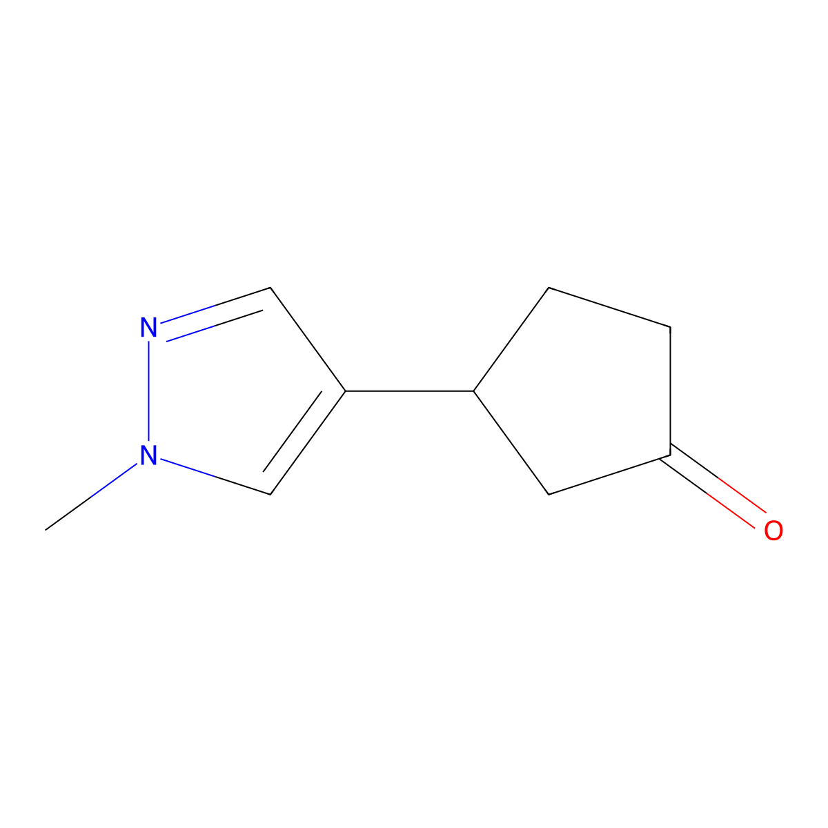 3-(1-methyl-1H-pyrazol-4-yl)cyclopentan-1-one molecular structure, CAS 1341374-99-9