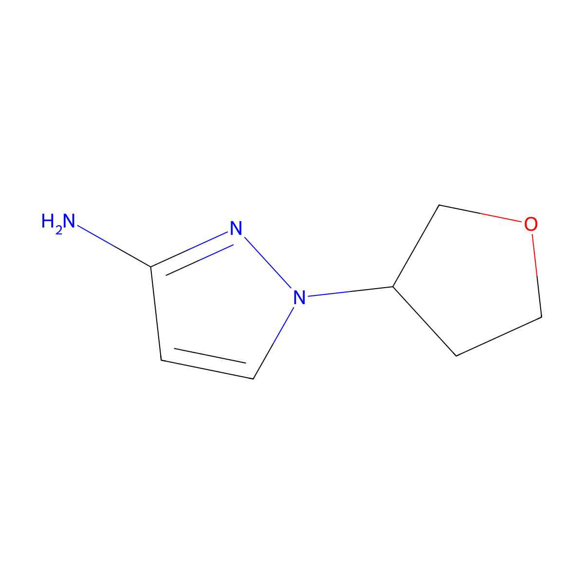 1-(oxolan-3-yl)-1H-pyrazol-3-amine molecular structure, CAS 1341377-90-9