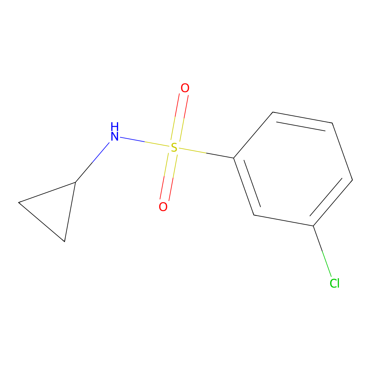 3-chloro-N-cyclopropylbenzenesulfonamide molecular structure, CAS 1341378-31-1