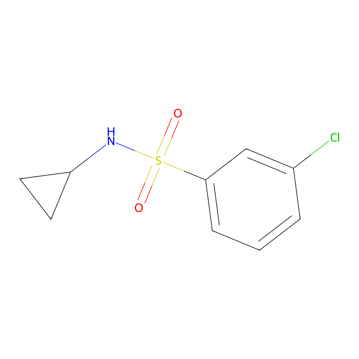 3-chloro-N-cyclopropylbenzenesulfonamide molecular structure, CAS 1341378-31-1