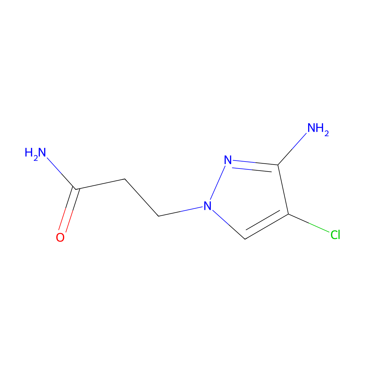 3-(3-amino-4-chloro-1H-pyrazol-1-yl)propanamide molecular structure, CAS 1341386-20-6