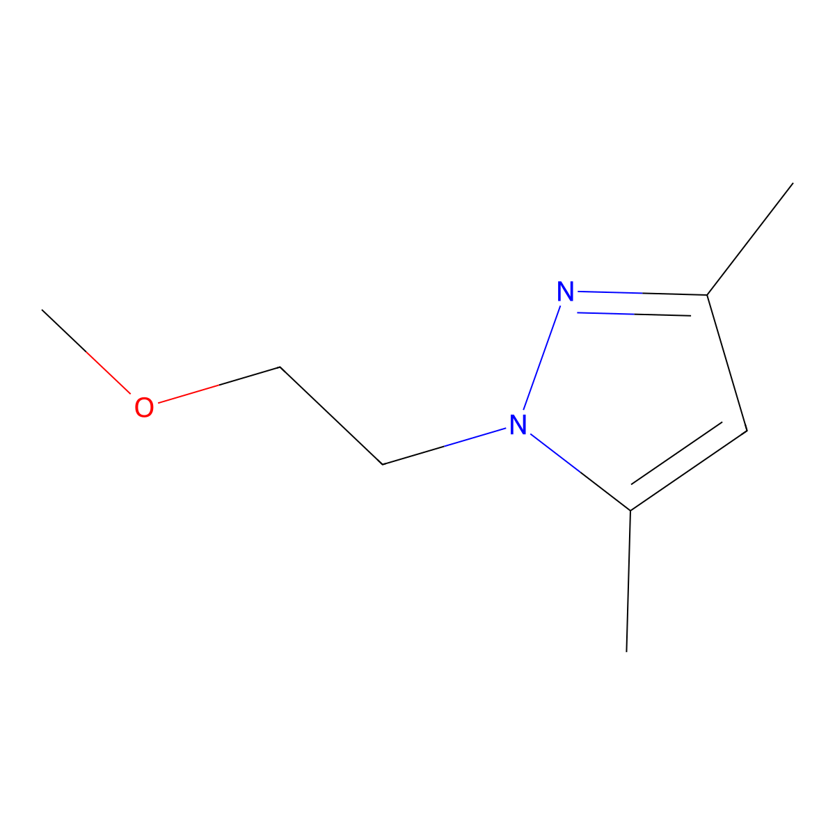1-(2-methoxyethyl)-3,5-dimethyl-1H-pyrazole molecular structure, CAS 1341388-28-0
