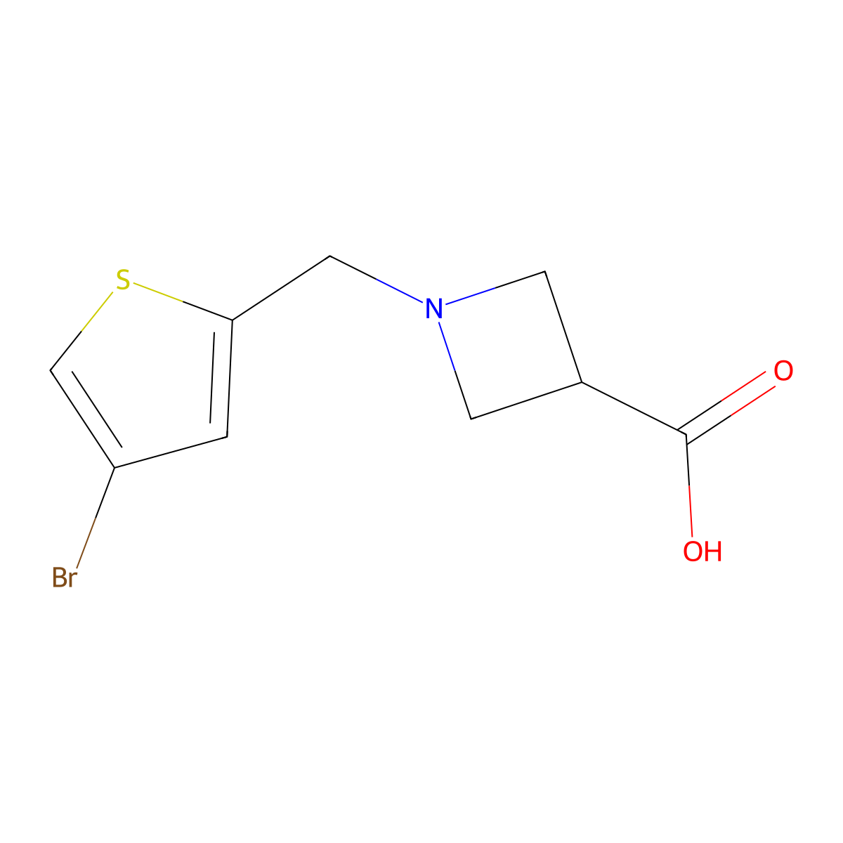 1-[(4-Bromothiophen-2-yl)methyl]azetidine-3-carboxylic acid molecular structure, CAS 1341389-58-9