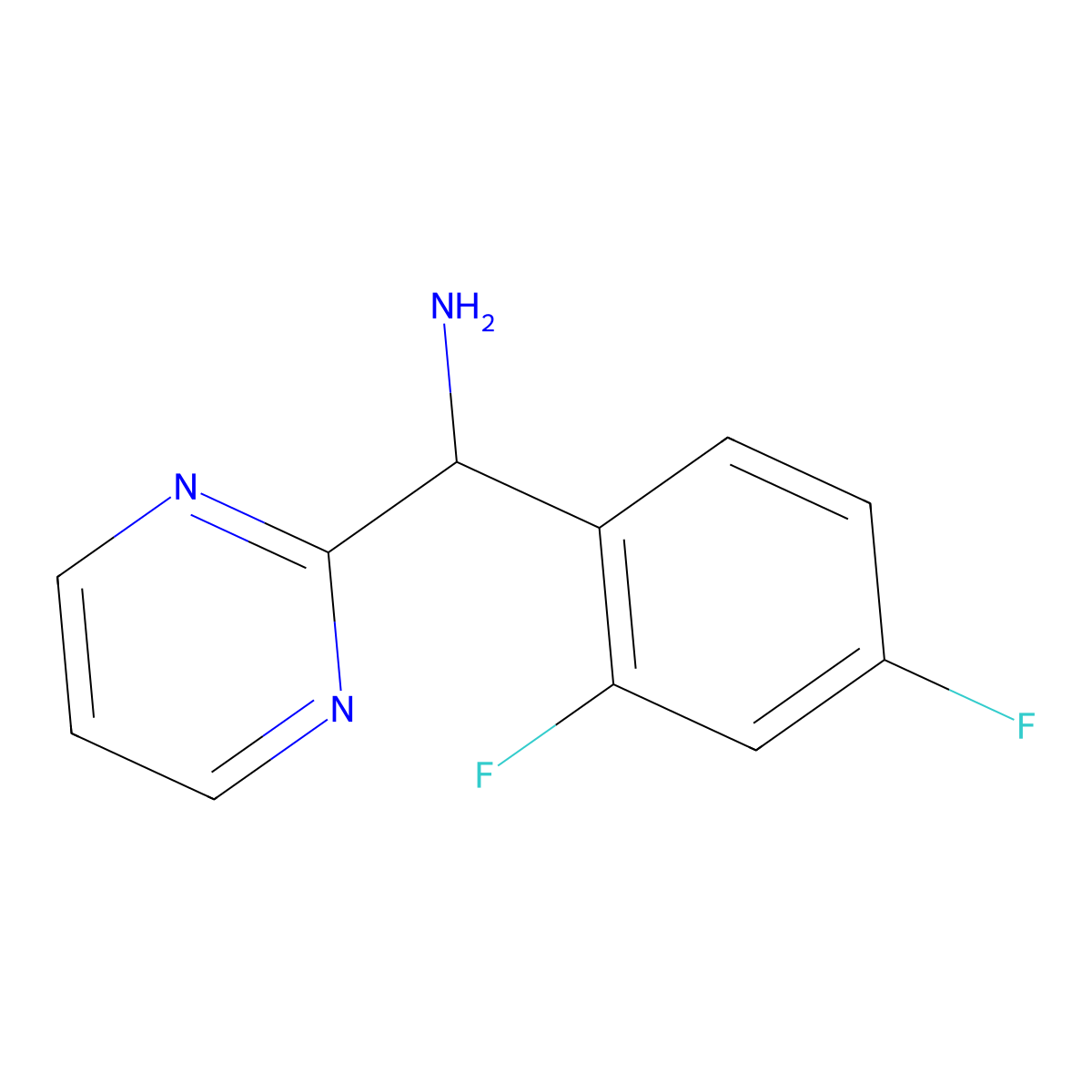 (2,4-Difluorophenyl)(pyrimidin-2-yl)methanamine molecular structure, CAS 1341390-18-8