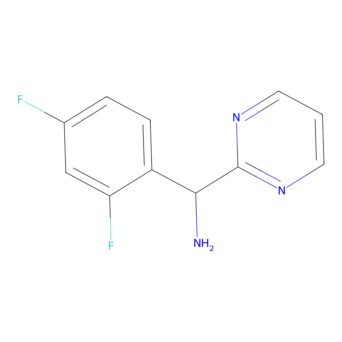 (2,4-Difluorophenyl)(pyrimidin-2-yl)methanamine molecular structure, CAS 1341390-18-8