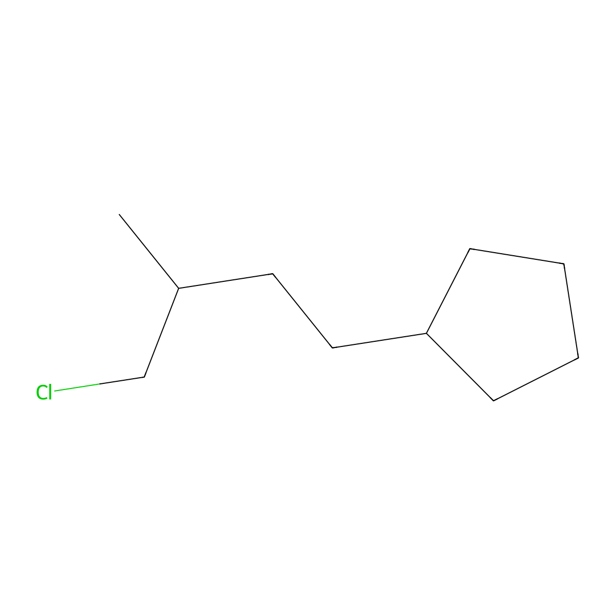 (4-Chloro-3-methylbutyl)cyclopentane molecular structure, CAS 1341391-59-0