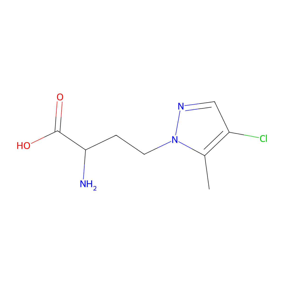 2-Amino-4-(4-chloro-5-methyl-1h-pyrazol-1-yl)butanoic acid molecular structure, CAS 1341392-27-5