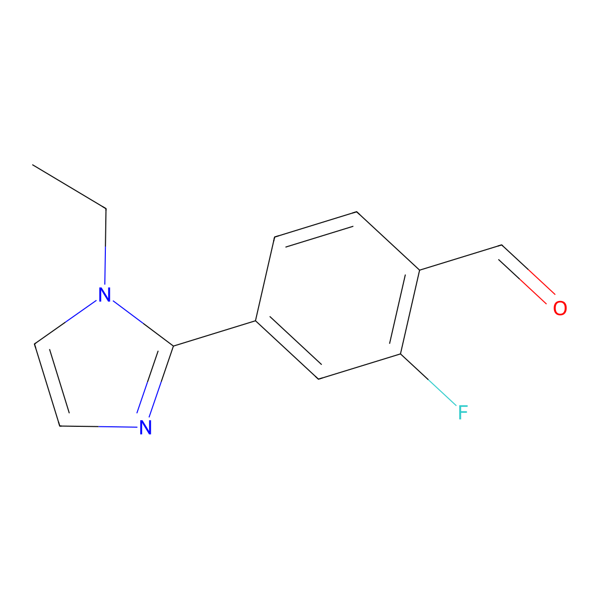 4-(1-Ethyl-1h-imidazol-2-yl)-2-fluorobenzaldehyde molecular structure, CAS 1341395-42-3