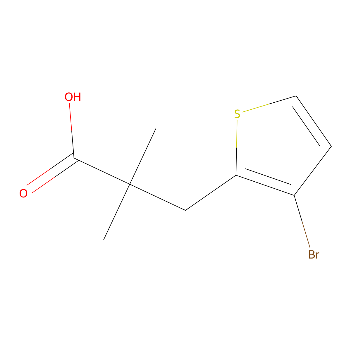 3-(3-Bromothiophen-2-yl)-2,2-dimethylpropanoic acid molecular structure, CAS 1341399-79-8