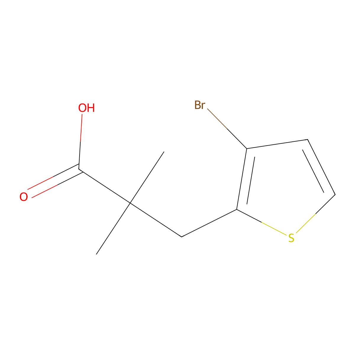 3-(3-Bromothiophen-2-yl)-2,2-dimethylpropanoic acid molecular structure, CAS 1341399-79-8