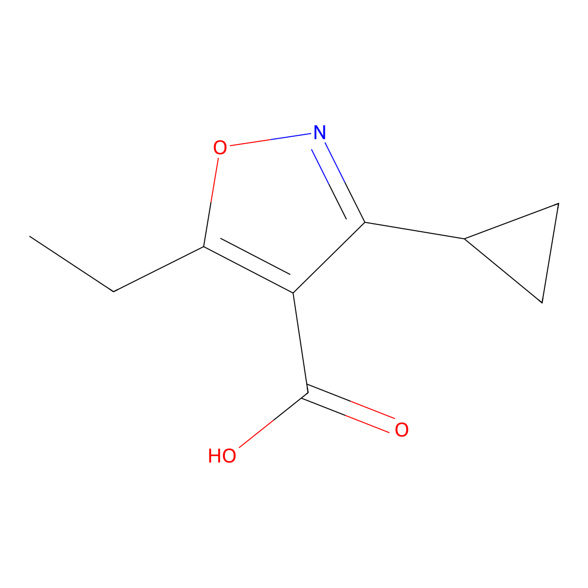 3-Cyclopropyl-5-ethyl-1,2-oxazole-4-carboxylic acid molecular structure, CAS 1341400-42-7