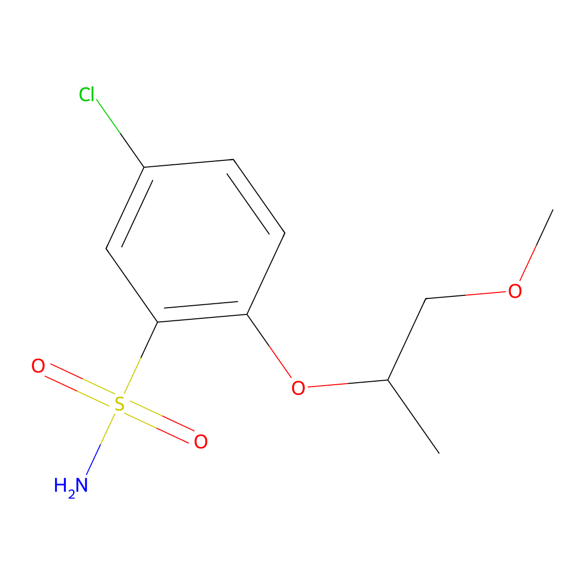 5-Chloro-2-[(1-methoxypropan-2-yl)oxy]benzene-1-sulfonamide molecular structure, CAS 1341400-46-1