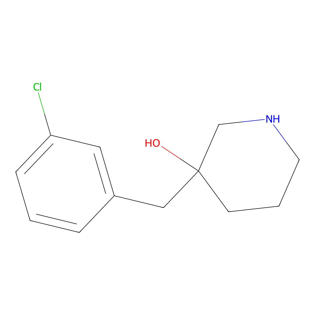 3-[(3-Chlorophenyl)methyl]piperidin-3-ol molecular structure, CAS 1341400-88-1