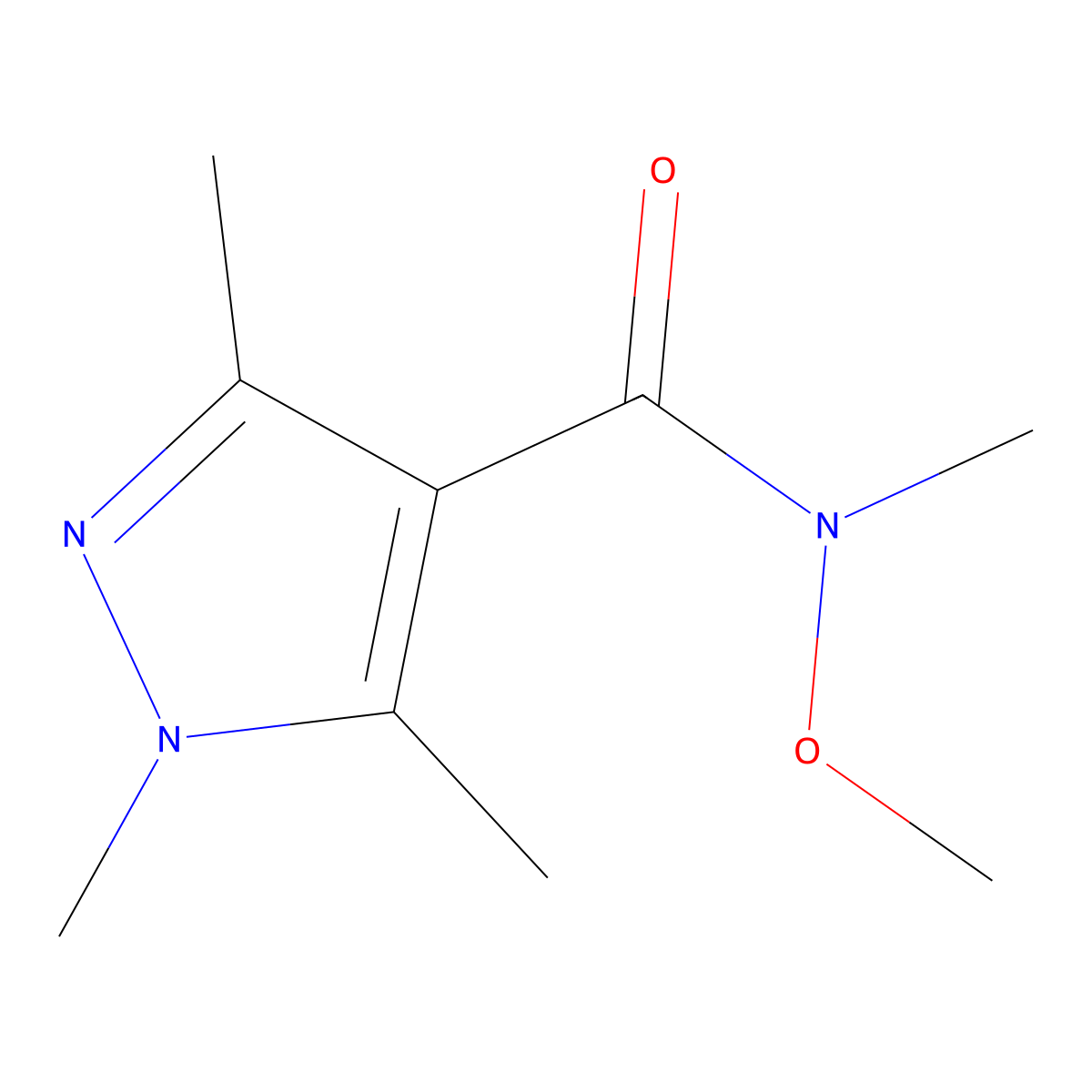 N-methoxy-N,1,3,5-tetramethyl-1H-pyrazole-4-carboxamide molecular structure, CAS 1341402-04-7