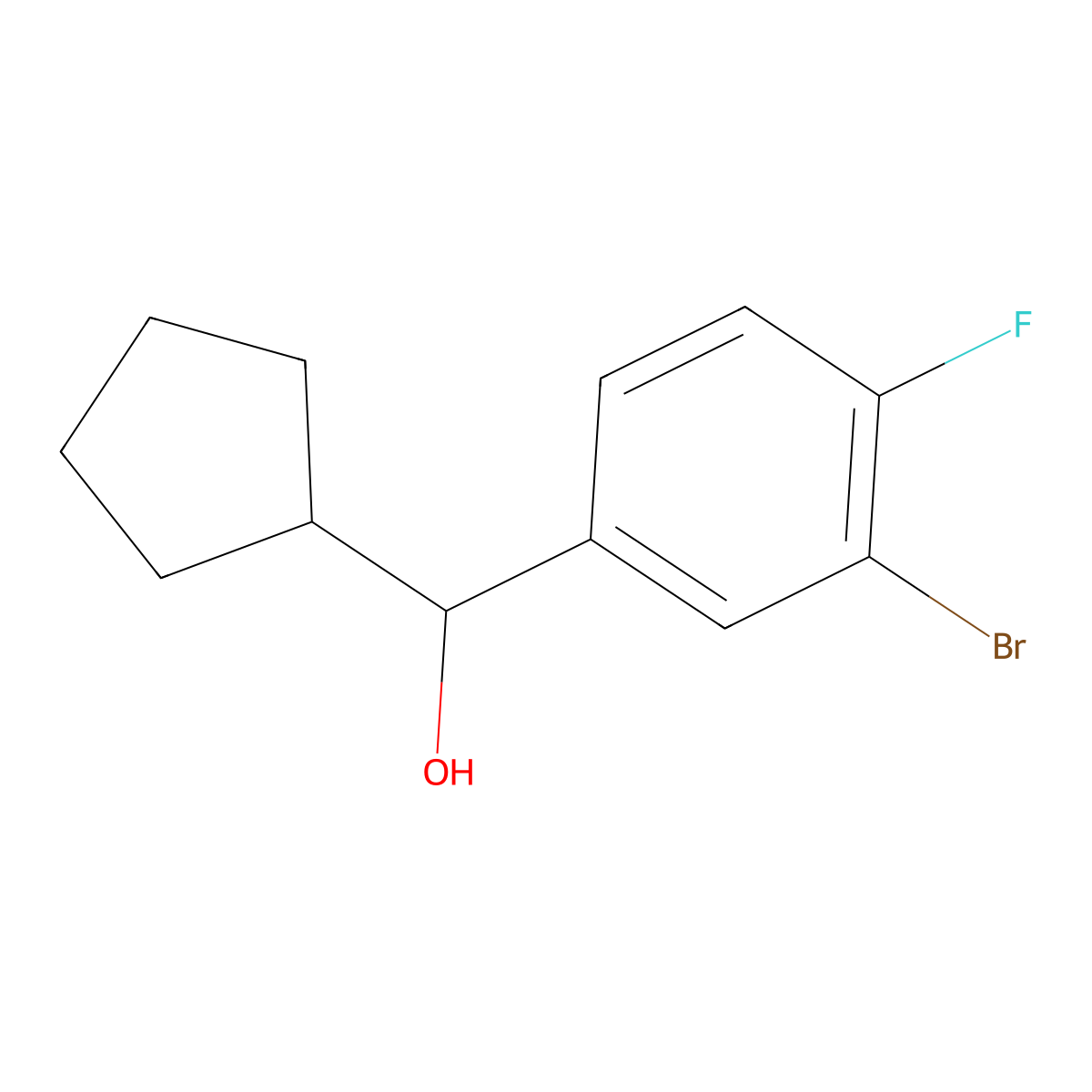 Cyclopentyl (3-bromo-4-fluorophenyl)methanol molecular structure, CAS 1341403-95-9