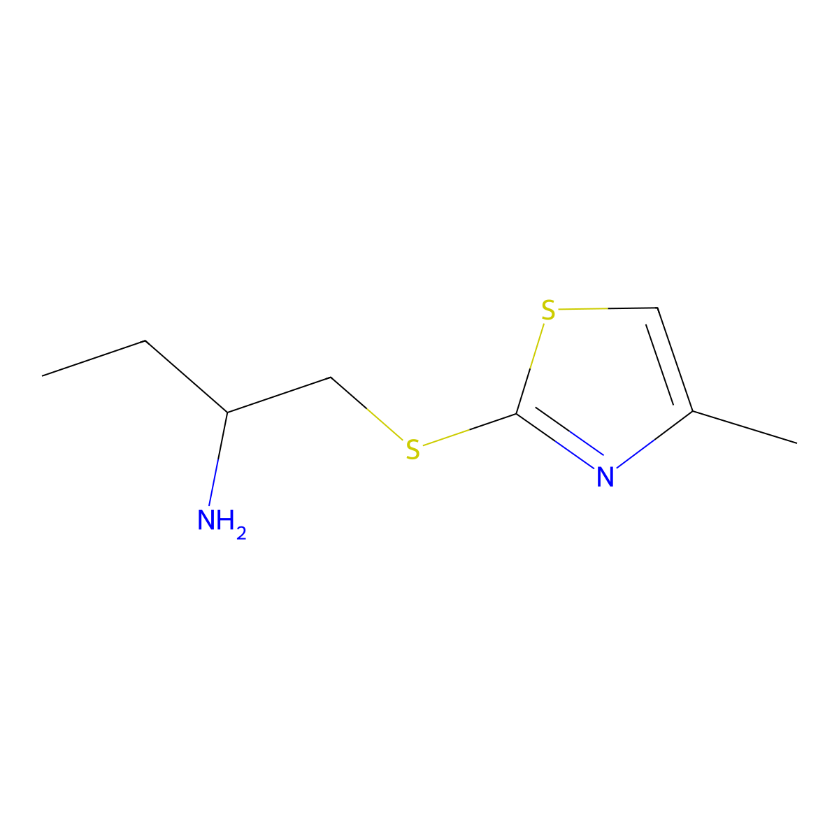 1-((4-Methylthiazol-2-yl)thio)butan-2-amine molecular structure, CAS 1341404-17-8