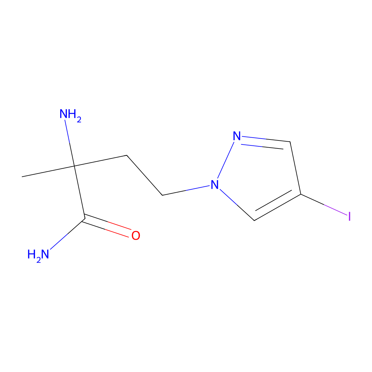 2-Amino-4-(4-iodo-1h-pyrazol-1-yl)-2-methylbutanamide molecular structure, CAS 1341404-87-2