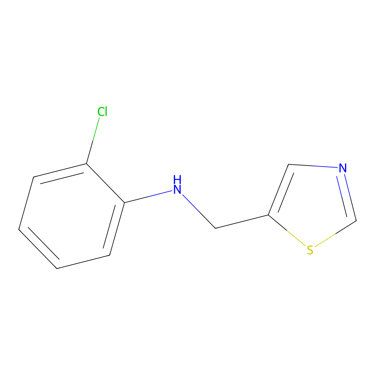 2-chloro-N-[(1,3-thiazol-5-yl)methyl]aniline molecular structure, CAS 1341407-87-1