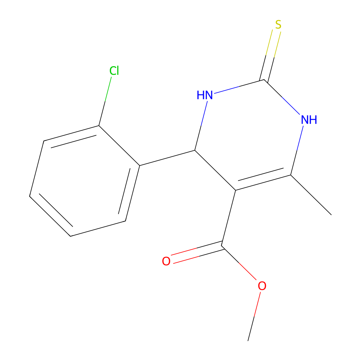 methyl 4-(2-chlorophenyl)-6-methyl-2-sulfanylidene-3,4-dihydro-1H-pyrimidine-5-carboxylate molecular structure, CAS 134141-09-6