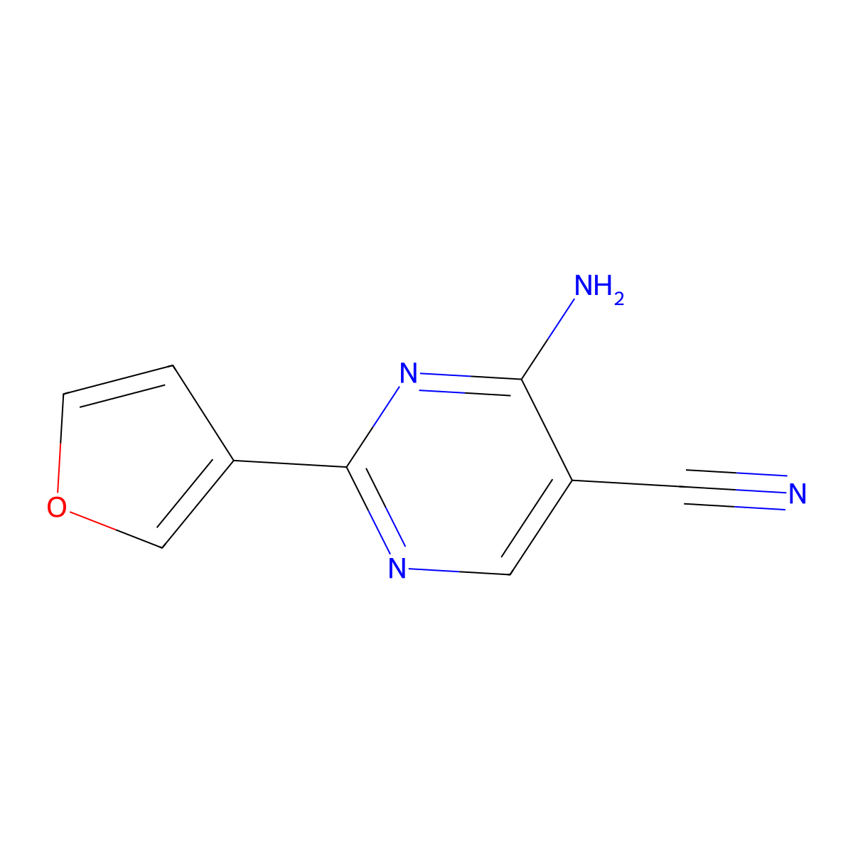 4-Amino-2-(furan-3-yl)pyrimidine-5-carbonitrile molecular structure, CAS 1341410-83-0