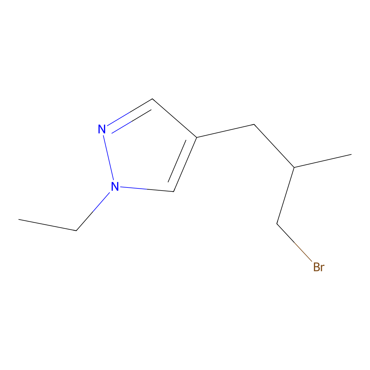 4-(3-Bromo-2-methylpropyl)-1-ethyl-1h-pyrazole molecular structure, CAS 1341411-49-1
