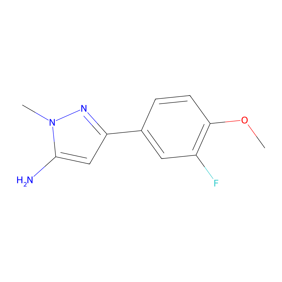 3-(3-fluoro-4-methoxyphenyl)-1-methyl-1H-pyrazol-5-amine molecular structure, CAS 1341412-26-7