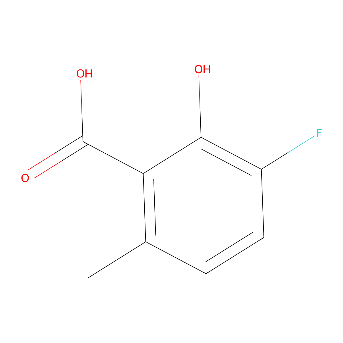 3-Fluoro-2-hydroxy-6-methylbenzoic acid molecular structure, CAS 1341415-83-5
