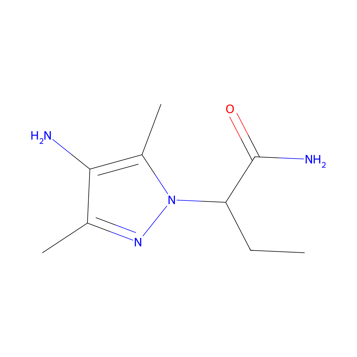 2-(4-amino-3,5-dimethyl-1H-pyrazol-1-yl)butanamide molecular structure, CAS 1341416-41-8