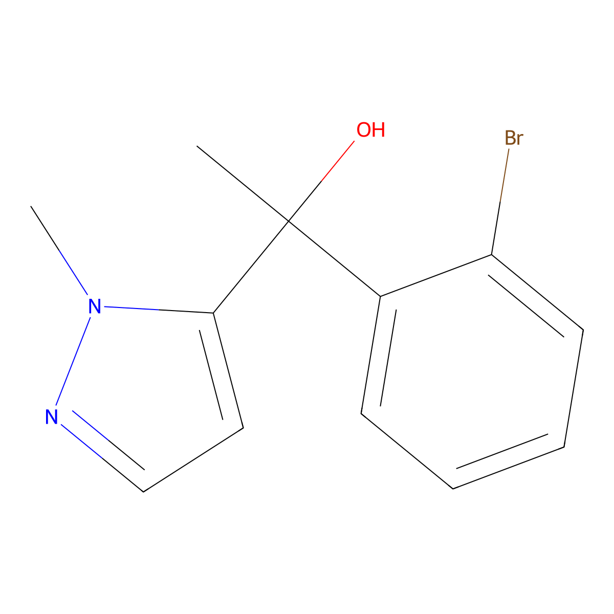 1-(2-Bromophenyl)-1-(2-methylpyrazol-3-yl)ethanol molecular structure, CAS 1341417-79-5