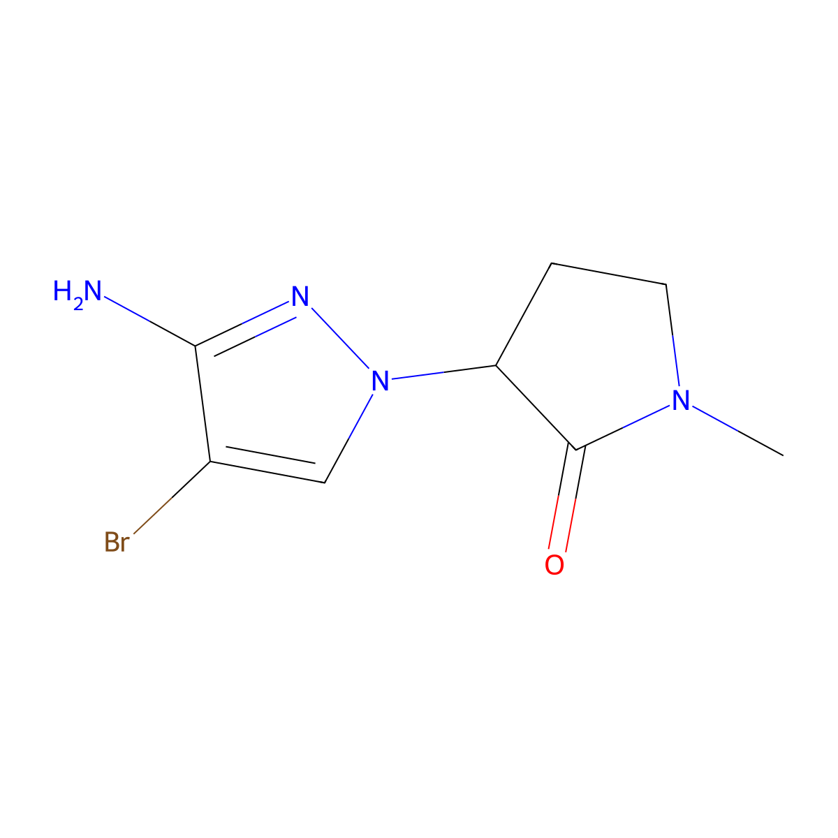 3-(3-amino-4-bromo-1H-pyrazol-1-yl)-1-methylpyrrolidin-2-one molecular structure, CAS 1341418-65-2