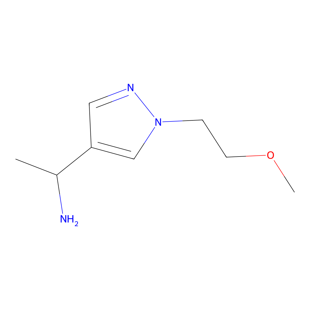 1-[1-(2-methoxyethyl)-1H-pyrazol-4-yl]ethan-1-amine molecular structure, CAS 1341419-93-9