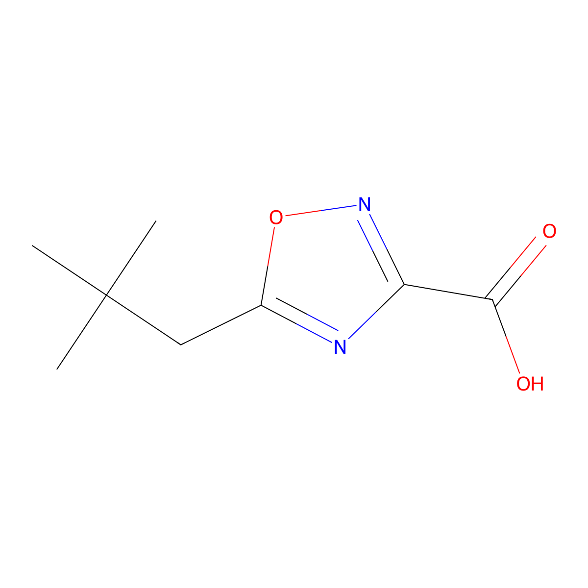 5-(2,2-Dimethylpropyl)-1,2,4-oxadiazole-3-carboxylic acid molecular structure, CAS 1341422-08-9