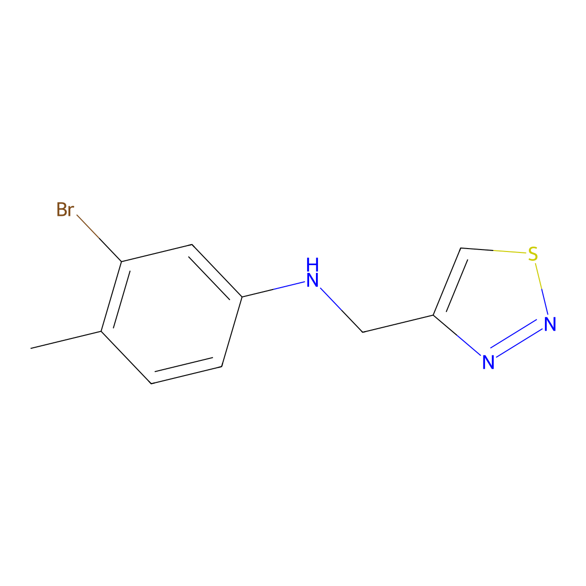 3-bromo-4-methyl-N-[(1,2,3-thiadiazol-4-yl)methyl]aniline molecular structure, CAS 1341422-96-5