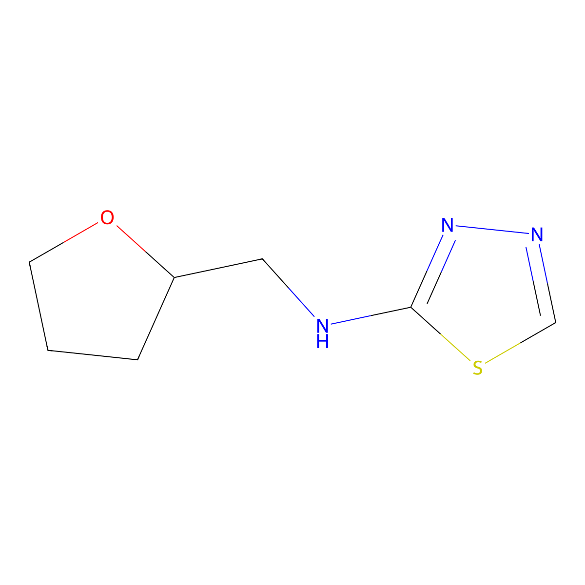 N-[(oxolan-2-yl)methyl]-1,3,4-thiadiazol-2-amine molecular structure, CAS 1341427-28-8