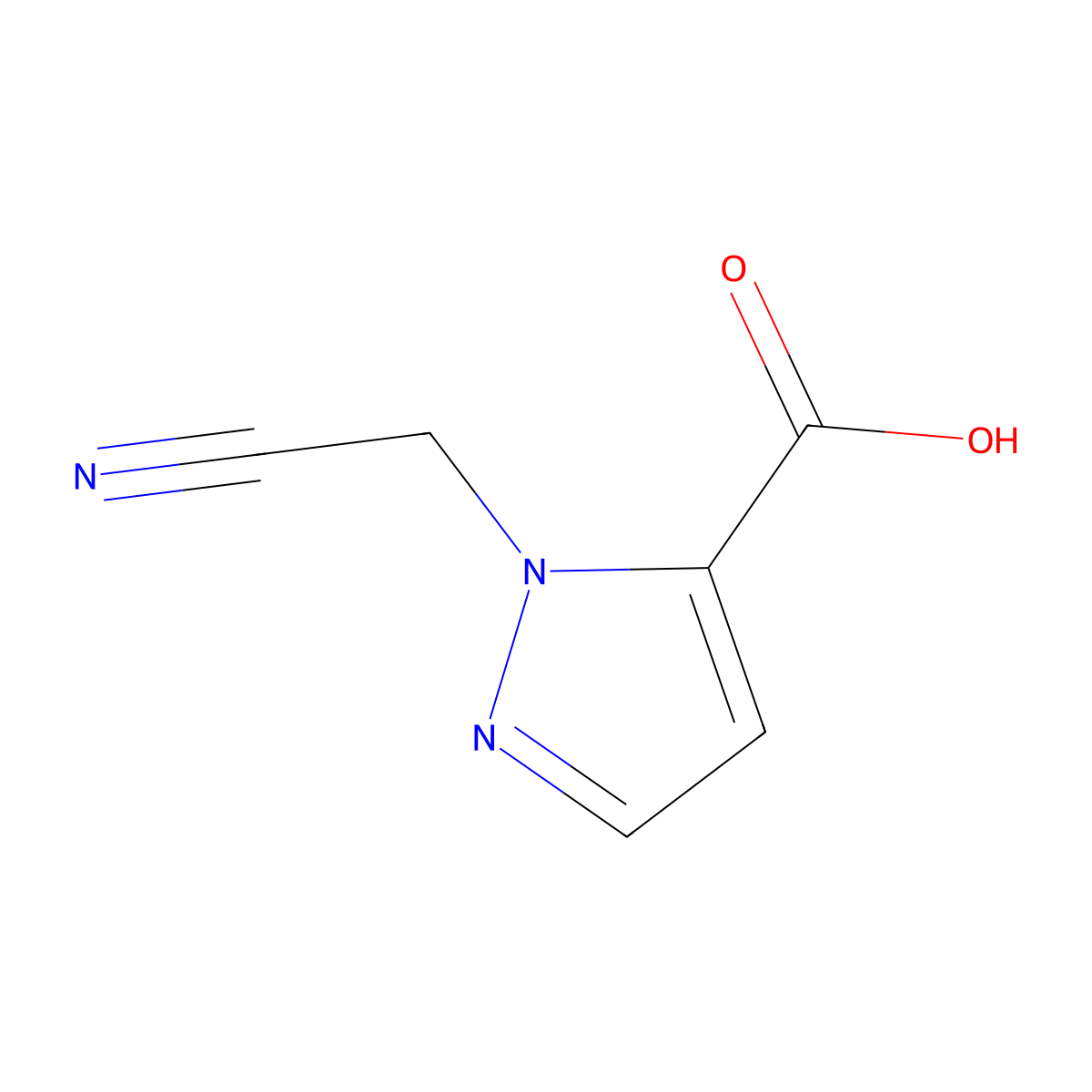 1-(cyanomethyl)-1H-pyrazole-5-carboxylic acid molecular structure, CAS 1341431-40-0