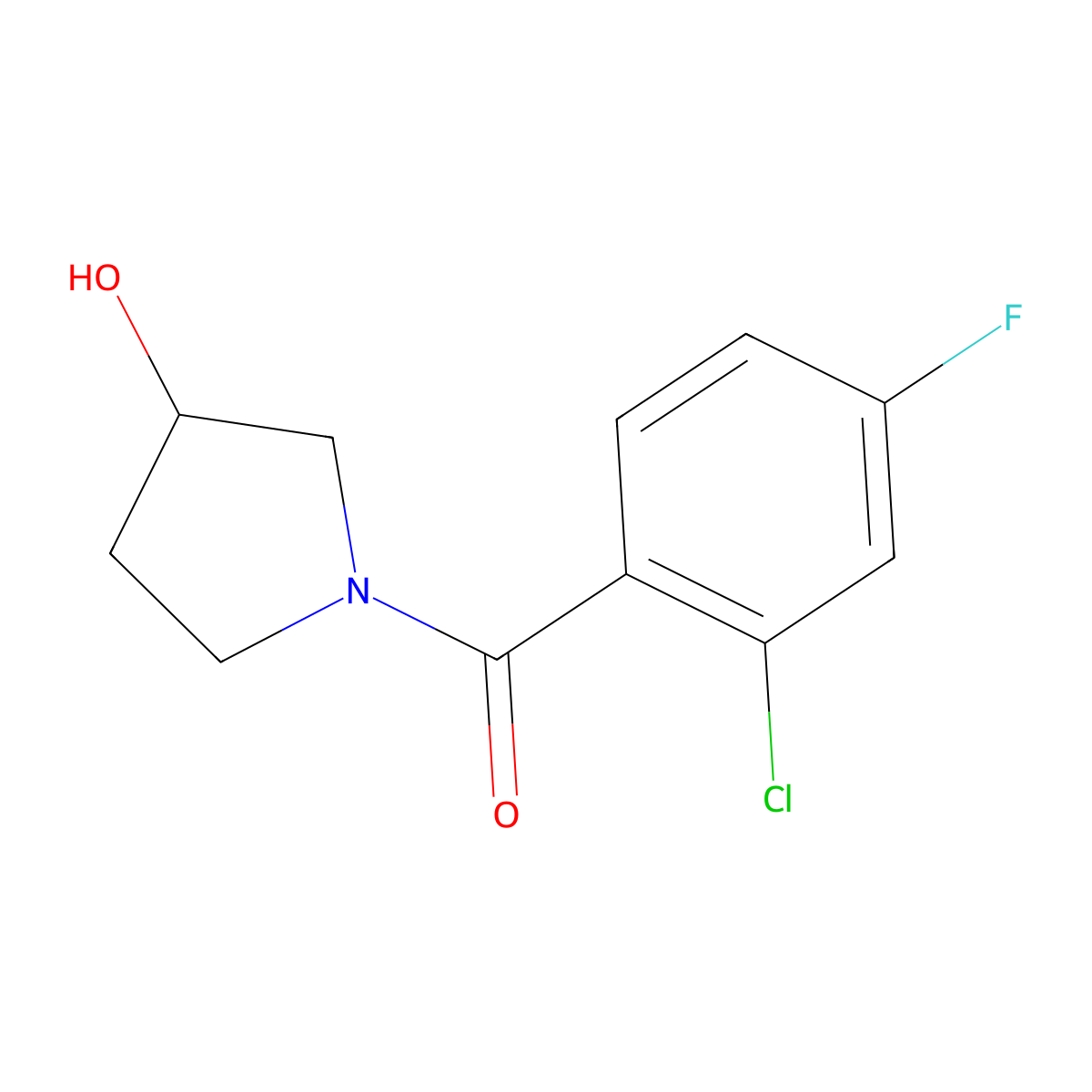 1-(2-Chloro-4-fluorobenzoyl)pyrrolidin-3-ol molecular structure, CAS 1341431-70-6