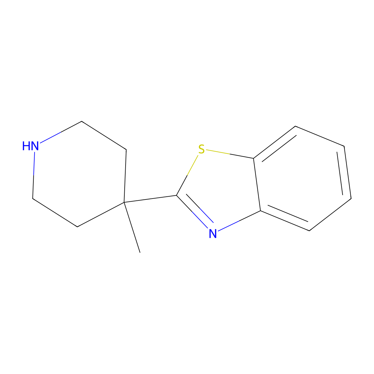 2-(4-Methylpiperidin-4-yl)-1,3-benzothiazole molecular structure, CAS 1341434-06-7