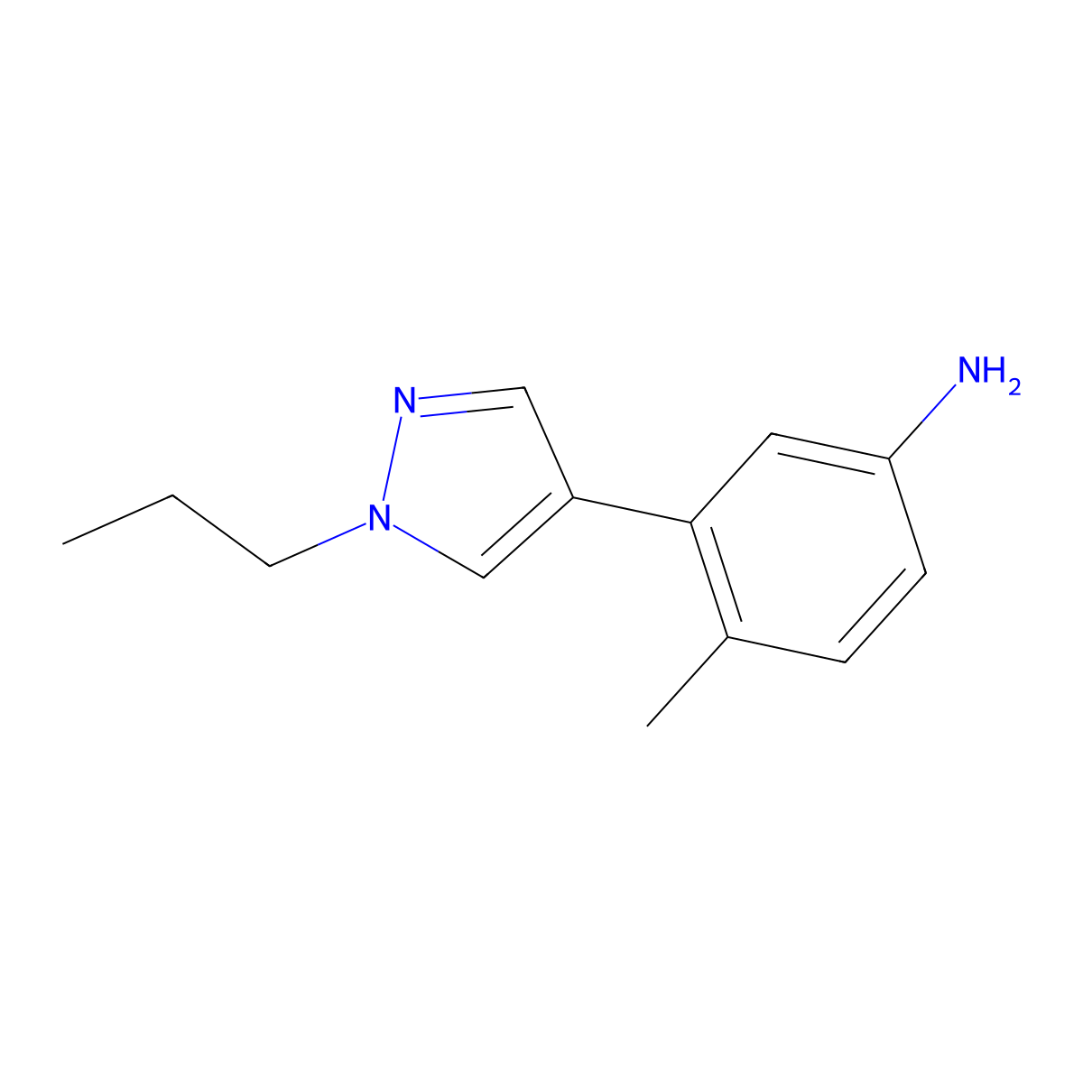 4-Methyl-3-(1-propyl-1H-pyrazol-4-yl)aniline molecular structure, CAS 1341434-15-8