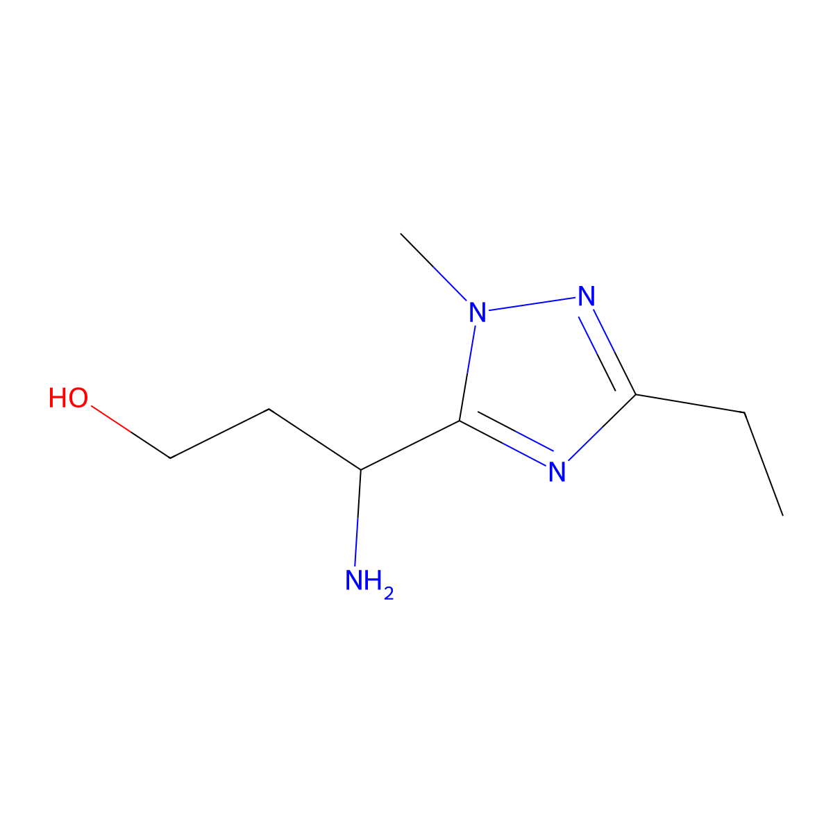 3-Amino-3-(3-ethyl-1-methyl-1h-1,2,4-triazol-5-yl)propan-1-ol molecular structure, CAS 1341435-45-7