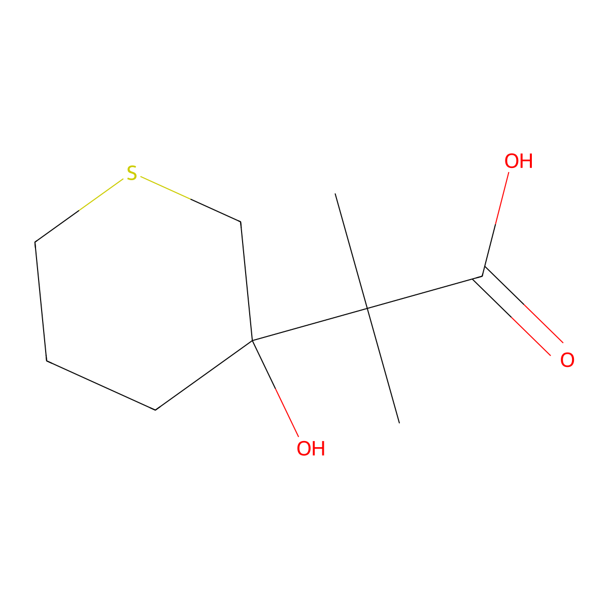 2-(3-Hydroxythian-3-yl)-2-methylpropanoic acid molecular structure, CAS 1341438-90-1