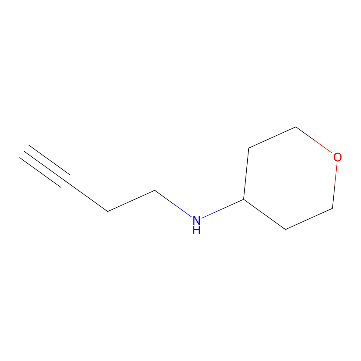 N-(but-3-yn-1-yl)oxan-4-amine molecular structure, CAS 1341439-20-0
