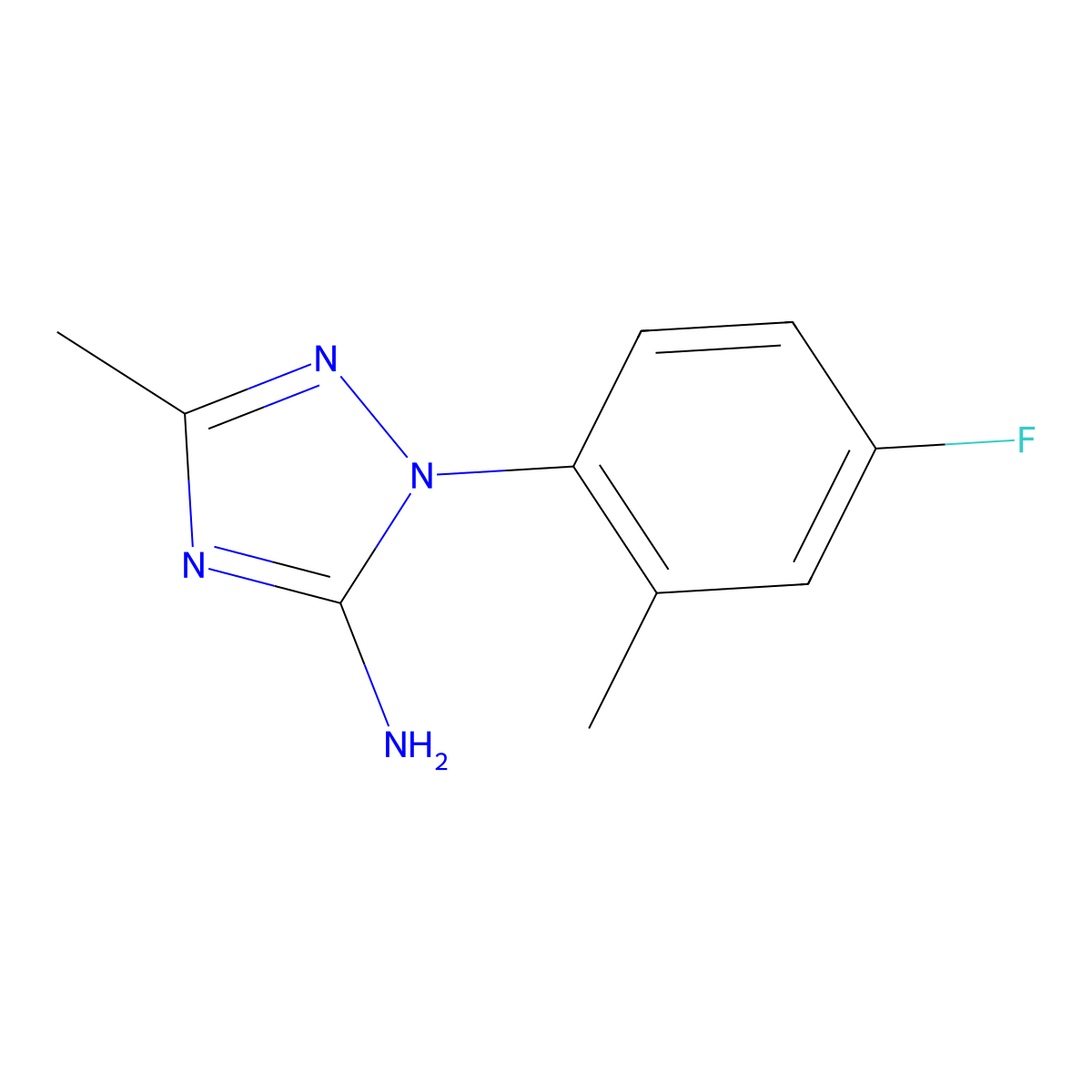 1-(4-fluoro-2-methylphenyl)-3-methyl-1H-1,2,4-triazol-5-amine molecular structure, CAS 1341439-39-1
