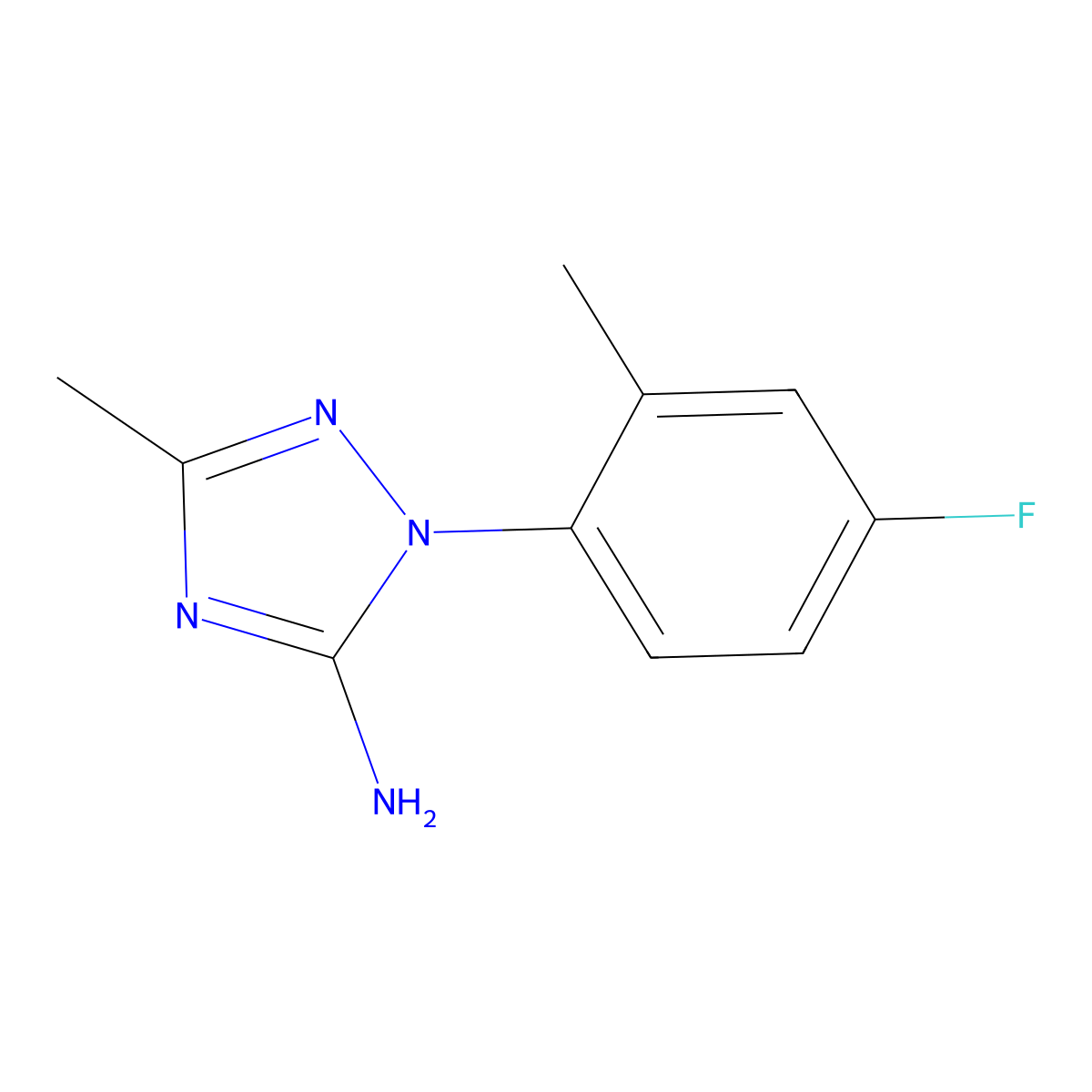 1-(4-fluoro-2-methylphenyl)-3-methyl-1H-1,2,4-triazol-5-amine molecular structure, CAS 1341439-39-1