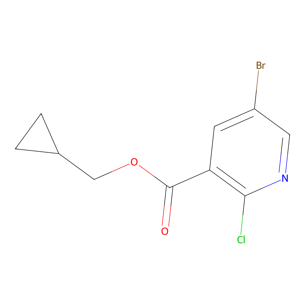 Cyclopropylmethyl 5-bromo-2-chloropyridine-3-carboxylate molecular structure, CAS 1341439-59-5